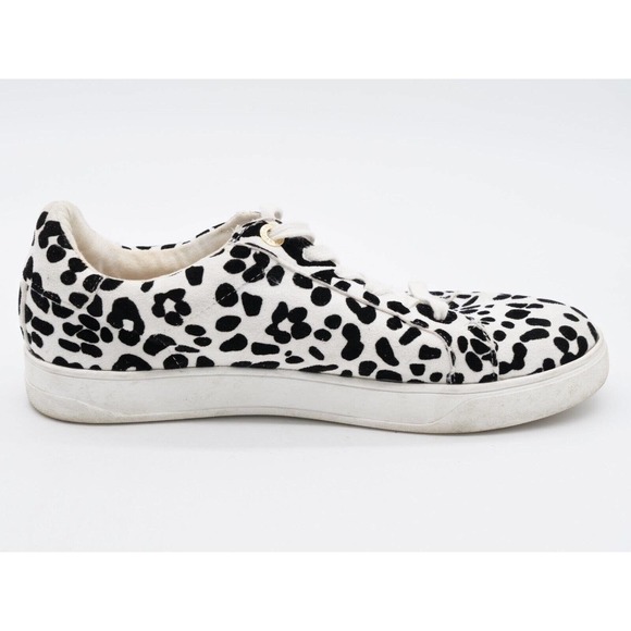 Topshop Womens 7 Sneakers White Black Leopard Print Low Top Lace Up Casual Shoes - Picture 3 of 11